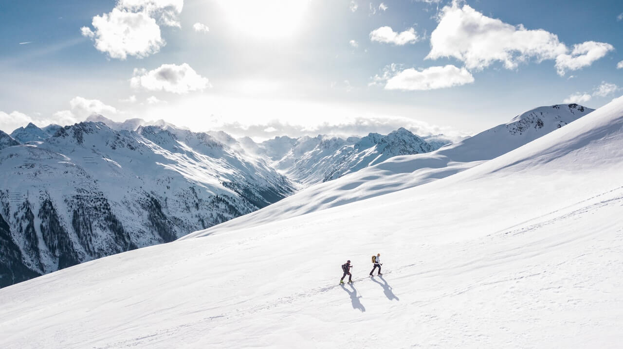 snowshoeing on a mountain